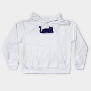 Moody blue cat annoyed mood - facing right Kids Hoodie